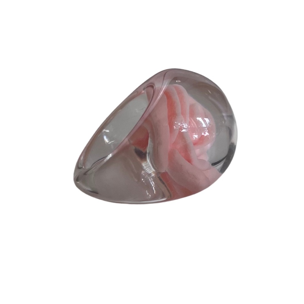 Clear Resin Pink Rose Ring - Picture 4 of 4